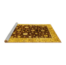 Sideview of Machine Washable Oriental Yellow Traditional Rug, wshurb706yw