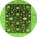 Round Oriental Green Traditional Rug, urb706grn