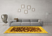 Machine Washable Oriental Yellow Traditional Rug in a Living Room, wshurb706yw