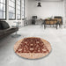 Round Machine Washable Industrial Modern Tomato Red Rug in a Office, wshurb706