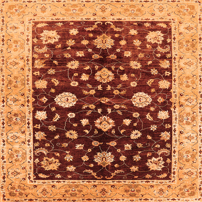 Square Oriental Orange Traditional Rug, urb706org