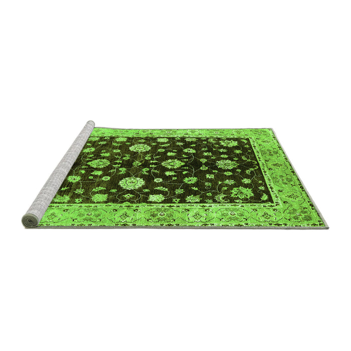 Sideview of Machine Washable Oriental Green Traditional Area Rugs, wshurb706grn