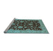 Sideview of Machine Washable Oriental Light Blue Traditional Rug, wshurb707lblu