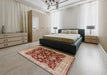 Mid-Century Modern Red Oriental Rug in a Bedroom, urb707