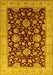 Machine Washable Oriental Yellow Traditional Rug, wshurb707yw