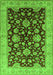 Machine Washable Oriental Green Traditional Area Rugs, wshurb707grn