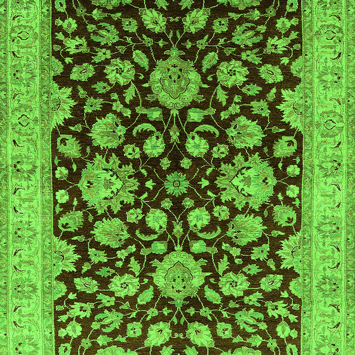 Machine Washable Oriental Green Traditional Area Rugs, wshurb707grn