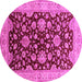 Round Oriental Pink Traditional Rug, urb707pnk