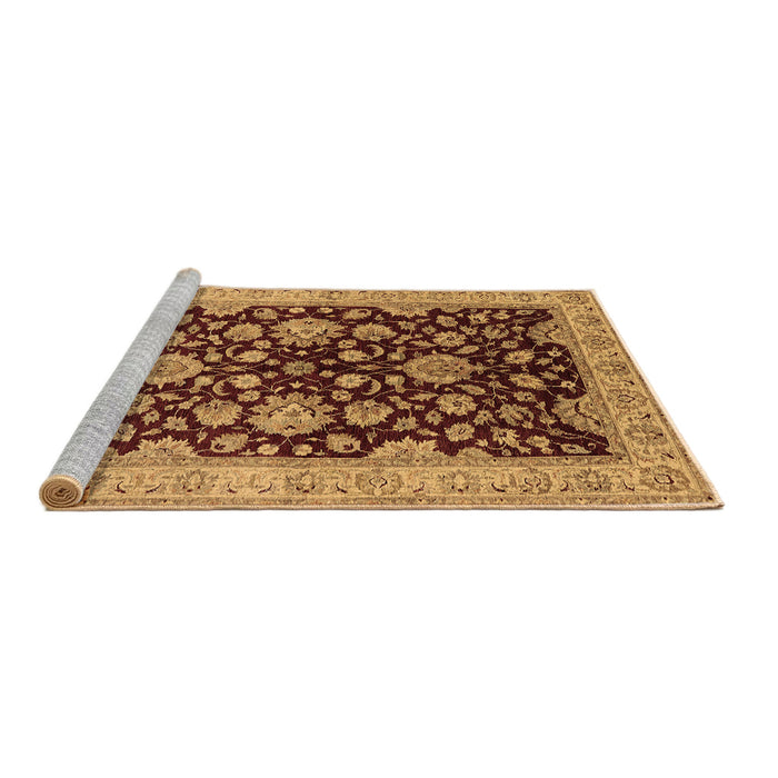 Sideview of Machine Washable Oriental Brown Traditional Rug, wshurb707brn