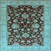 Square Oriental Light Blue Traditional Rug, urb707lblu