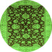Round Oriental Green Traditional Rug, urb707grn