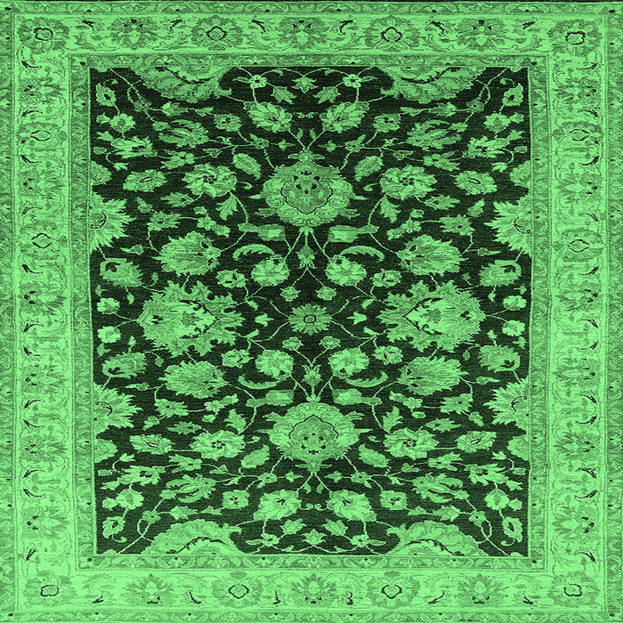 Square Oriental Emerald Green Traditional Rug, urb707emgrn