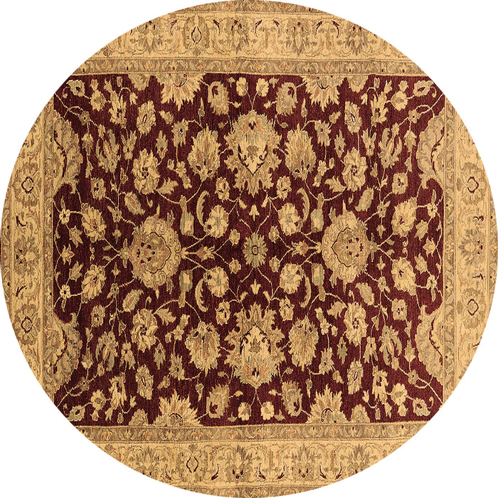 Round Oriental Brown Traditional Rug, urb707brn