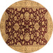 Round Oriental Brown Traditional Rug, urb707brn