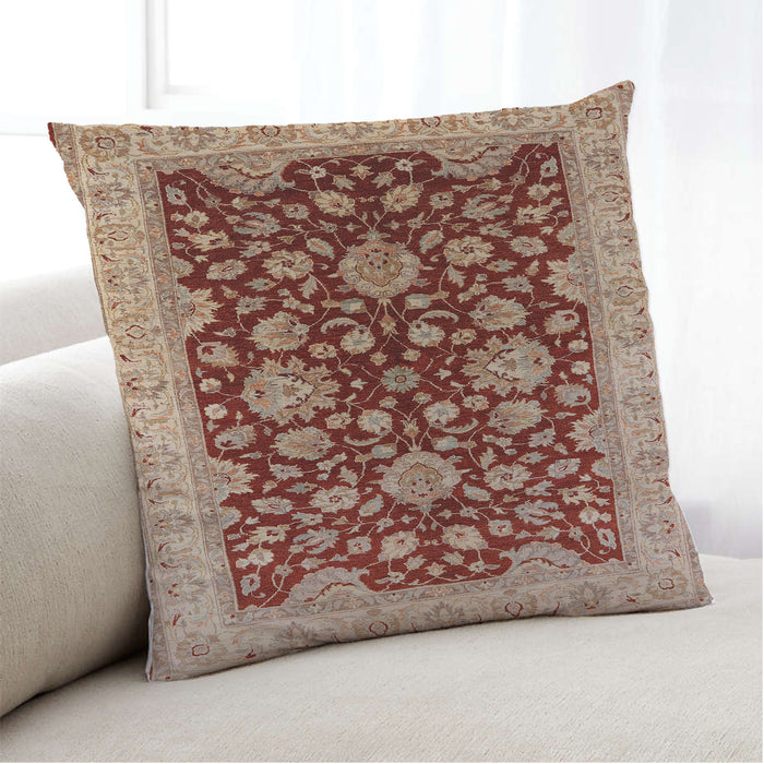 Lifestyle Image of Mid-Century Modern Urban Square Red Throw Pillow, 18 inch by 18 inch, pwurb707