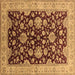 Square Machine Washable Oriental Brown Traditional Rug, wshurb707brn