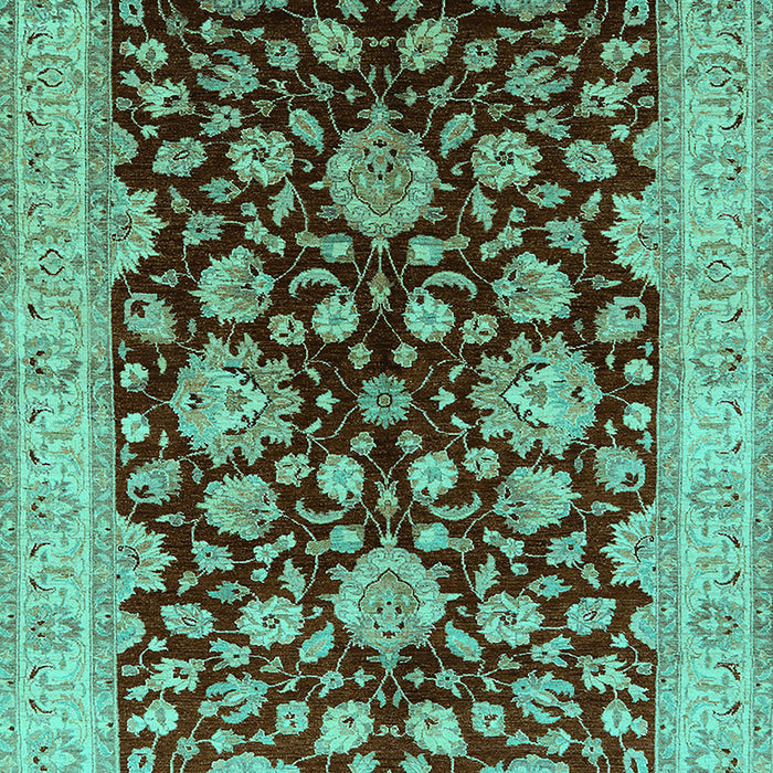 Machine Washable Oriental Turquoise Traditional Area Rugs, wshurb707turq