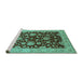 Sideview of Machine Washable Oriental Turquoise Traditional Area Rugs, wshurb707turq