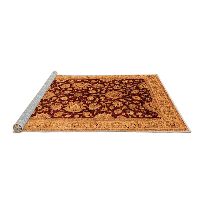 Sideview of Machine Washable Oriental Orange Traditional Area Rugs, wshurb707org