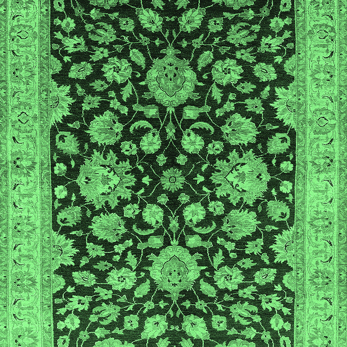 Machine Washable Oriental Emerald Green Traditional Area Rugs, wshurb707emgrn