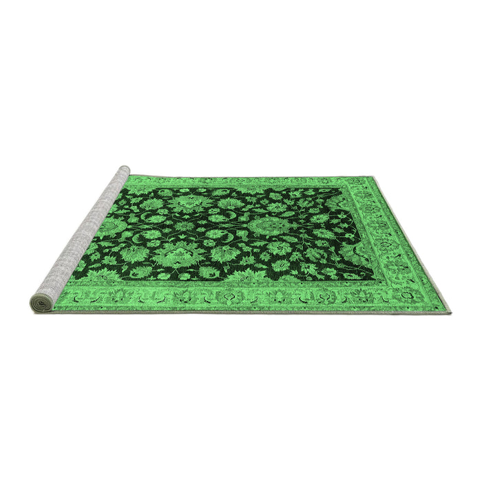 Sideview of Machine Washable Oriental Emerald Green Traditional Area Rugs, wshurb707emgrn