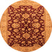 Round Oriental Orange Traditional Rug, urb707org