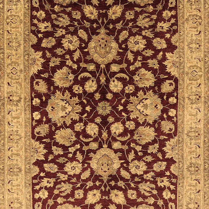Machine Washable Oriental Brown Traditional Rug, wshurb707brn