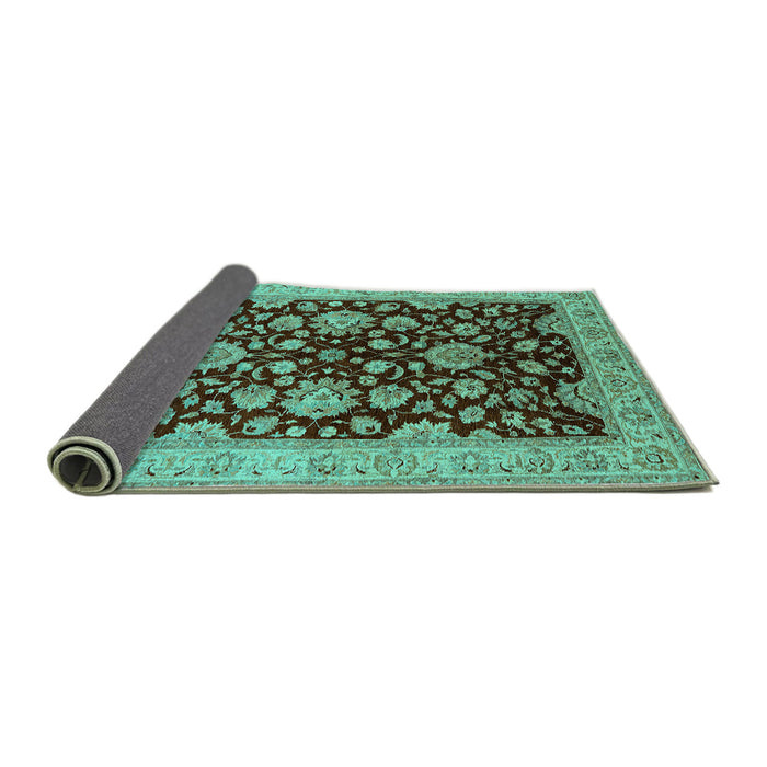 Sideview of Oriental Turquoise Traditional Rug, urb707turq