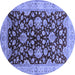 Round Oriental Blue Traditional Rug, urb707blu