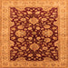 Square Machine Washable Oriental Orange Traditional Area Rugs, wshurb707org