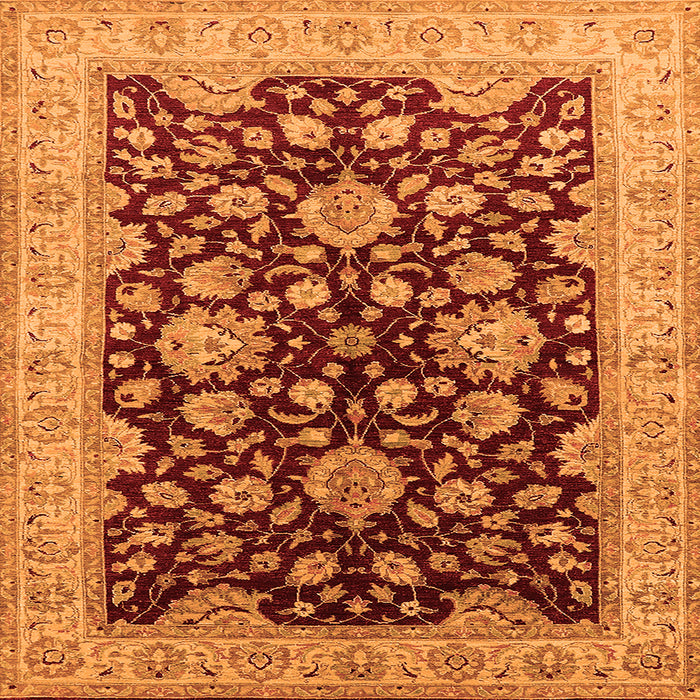 Square Oriental Orange Traditional Rug, urb707org