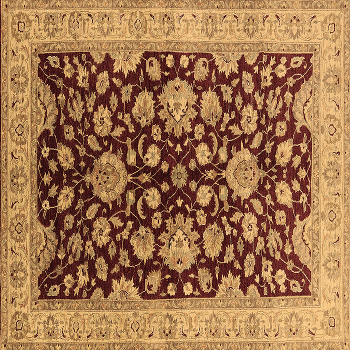 Square Oriental Brown Traditional Rug, urb707brn