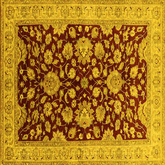 Square Oriental Yellow Traditional Rug, urb707yw