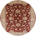 Round Mid-Century Modern Red Oriental Rug, urb707