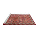 Sideview of Machine Washable Industrial Modern Sunrise Orange Rug, wshurb708