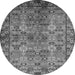 Round Machine Washable Oriental Gray Industrial Rug, wshurb708gry