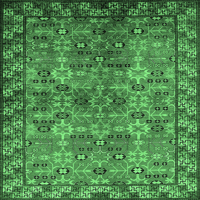Square Oriental Emerald Green Industrial Rug, urb708emgrn
