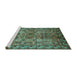 Sideview of Machine Washable Oriental Turquoise Industrial Area Rugs, wshurb708turq