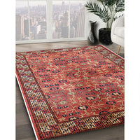 Mid-Century Modern Sunrise Orange Oriental Rug, urb708