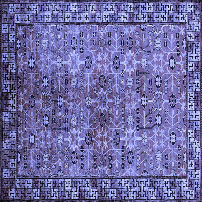 Square Machine Washable Oriental Blue Industrial Rug, wshurb708blu