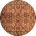 Round Oriental Brown Industrial Rug, urb708brn