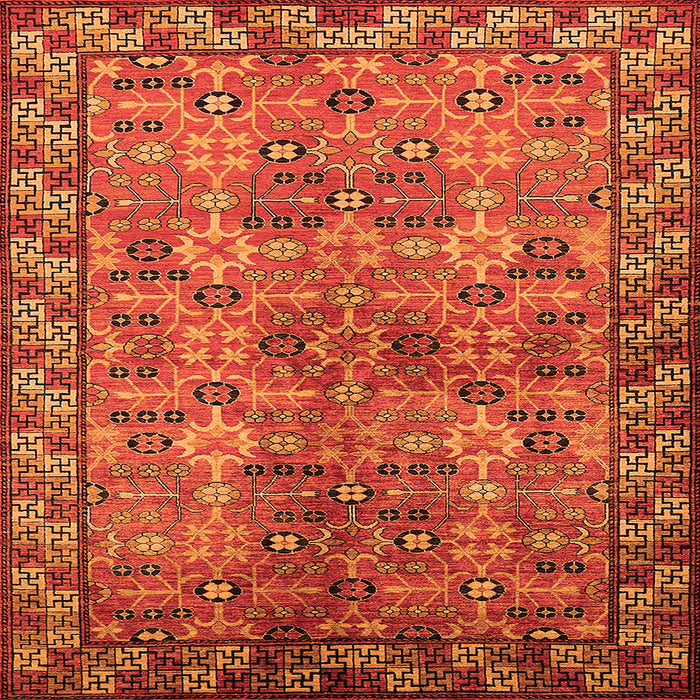 Square Oriental Orange Industrial Rug, urb708org