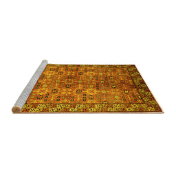 Sideview of Machine Washable Oriental Yellow Industrial Rug, wshurb708yw