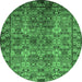 Round Oriental Emerald Green Industrial Rug, urb708emgrn