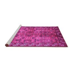 Sideview of Machine Washable Oriental Pink Industrial Rug, wshurb708pnk