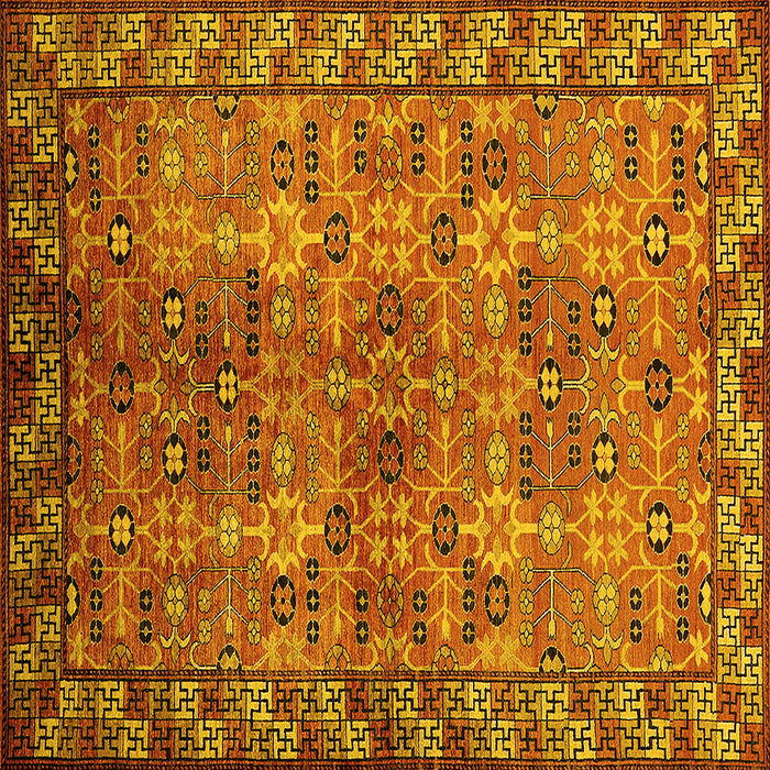 Square Oriental Yellow Industrial Rug, urb708yw