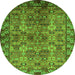 Round Oriental Green Industrial Rug, urb708grn