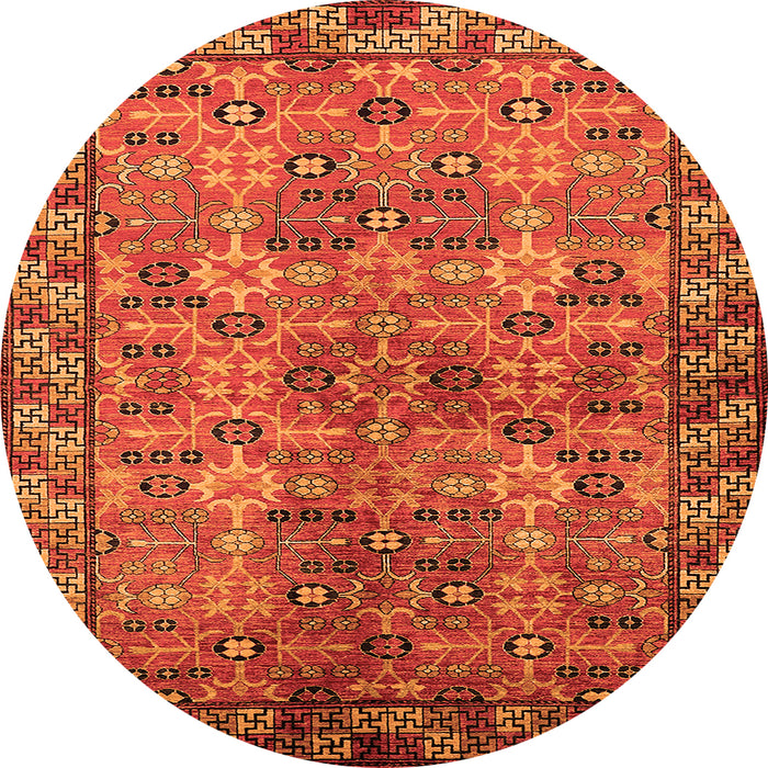 Round Oriental Orange Industrial Rug, urb708org