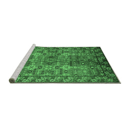 Sideview of Machine Washable Oriental Emerald Green Industrial Area Rugs, wshurb708emgrn