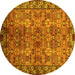 Round Oriental Yellow Industrial Rug, urb708yw